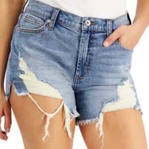 Kendall & Kylie The Icon Destroyed Denim Shorts - women's size 27